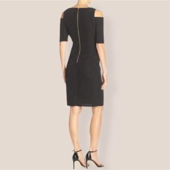 Eliza J Dresses Eliza J Black Cold Shoulder Sparkle Knit Sheath